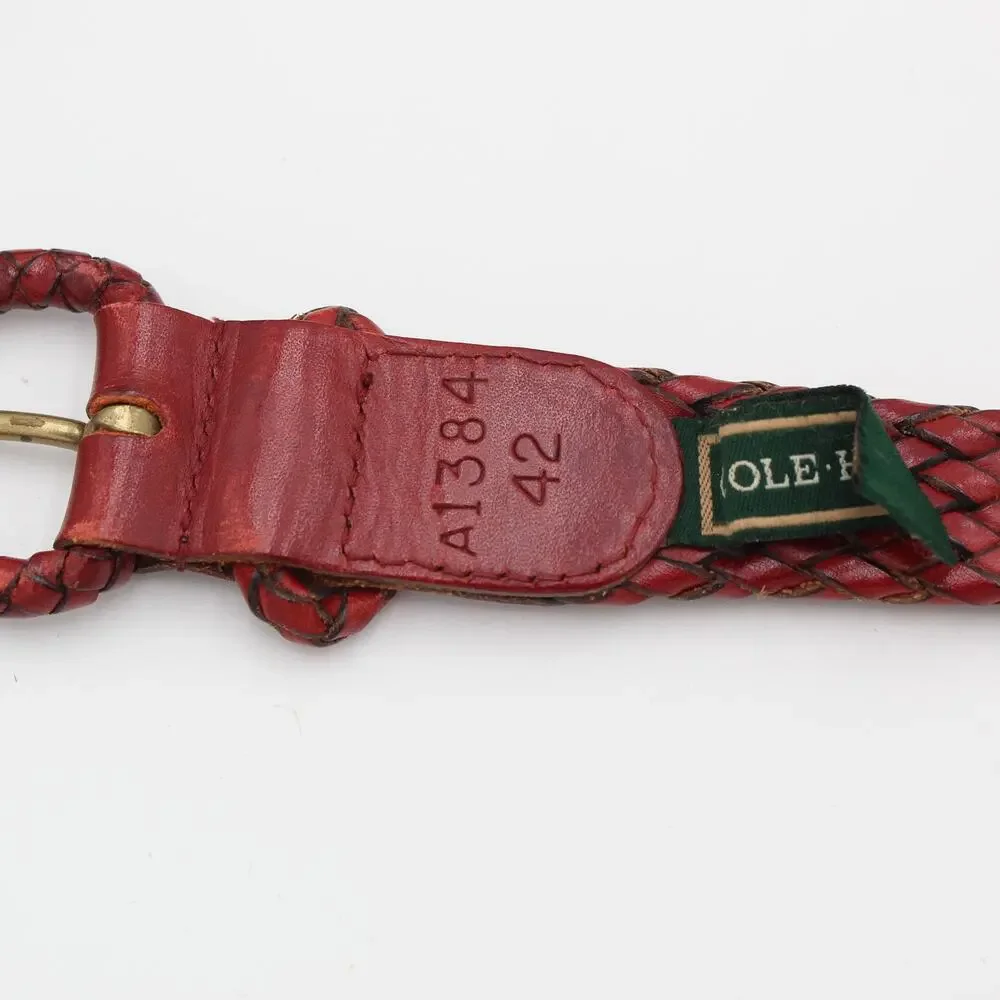Vintage Braided Leather Belt Mens 42 Brown Red Woven Classic 90s Cole Haan